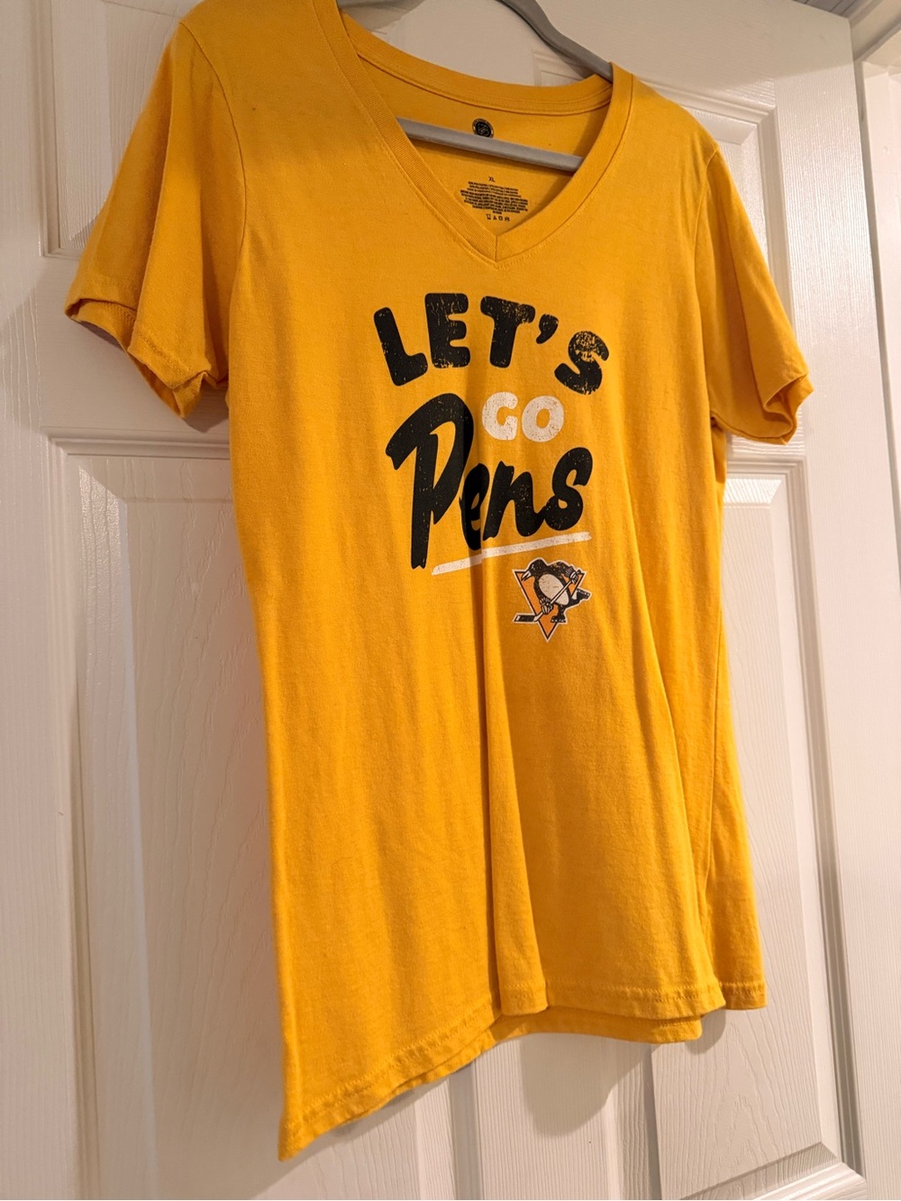 Fanatics Yellow 'Let's Go Pens' Graphic V-Neck Tee